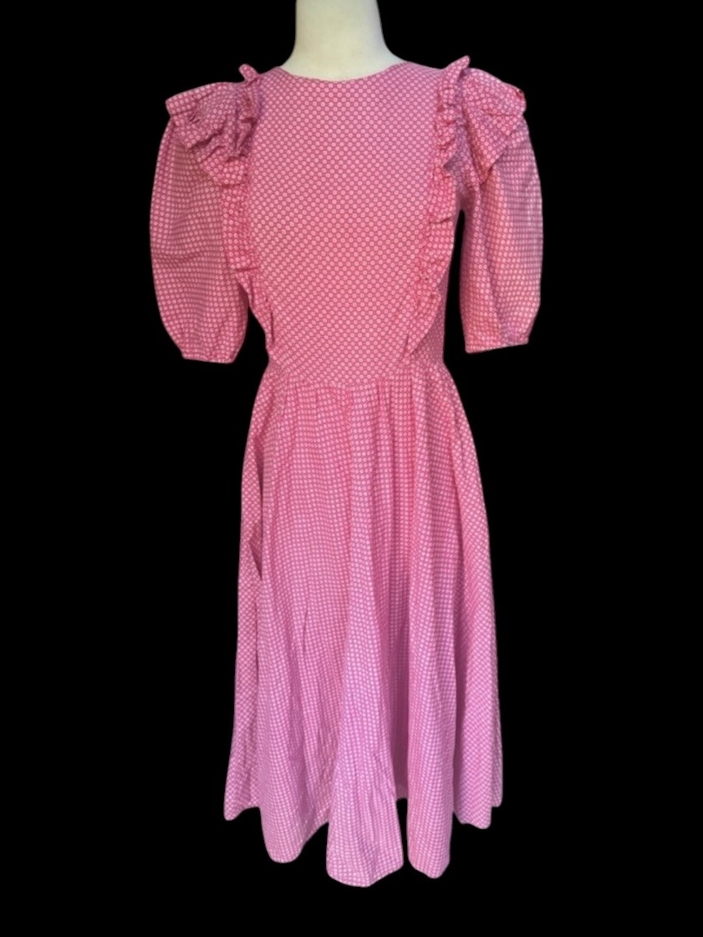 1970s Jane‎ Schaffhausen for Belle France Floral Cotton Prairie Dress